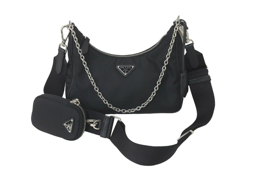Prada Hobo Chain Shoulder Bag RE EDITION Black